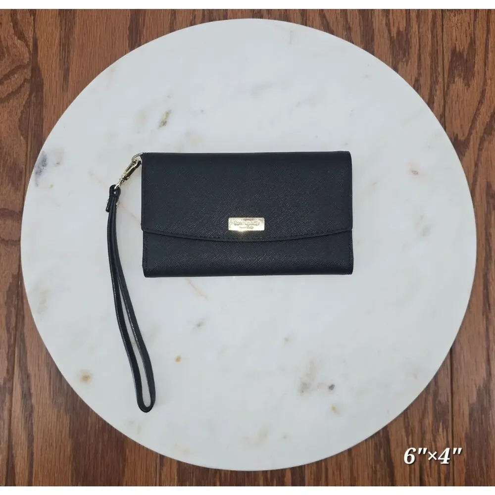 Kate Spade Laurel Way iPhone Wristlet Wallet Black Saffiano‎ Leather